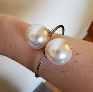 Double pearl cuff bracelet.